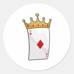 Diamond Ace mit King Crown Runder Aufkleber
