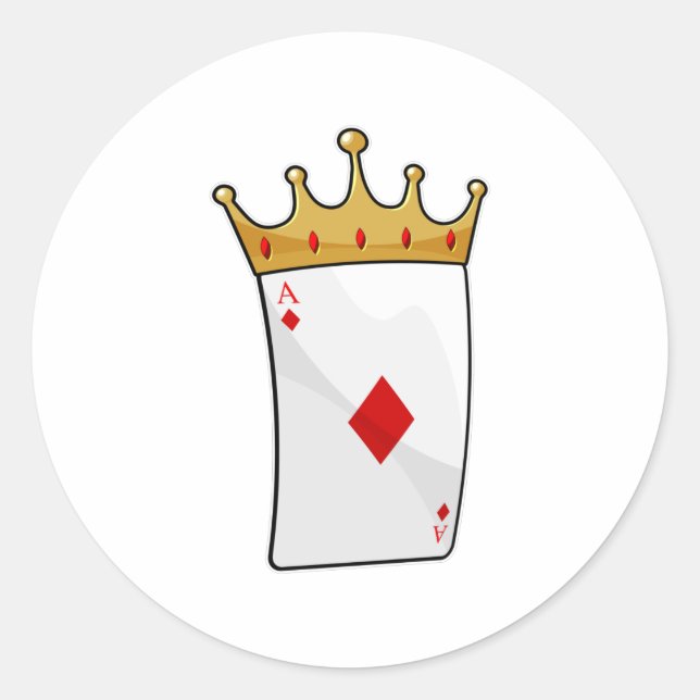Diamond Ace mit King Crown Runder Aufkleber (Vorderseite)