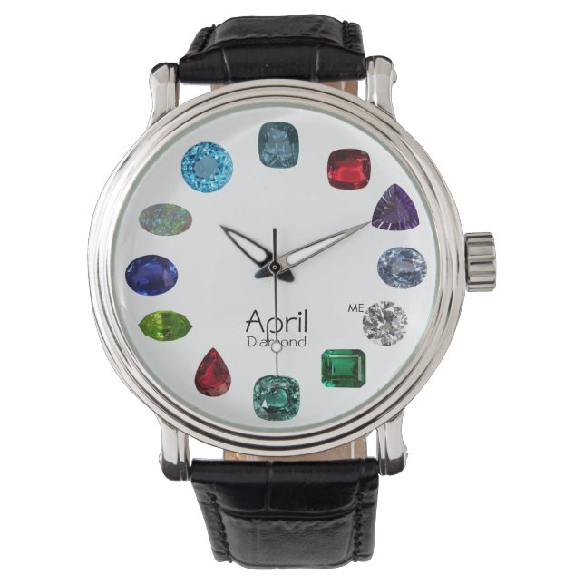Diamond, April Birthstone Armbanduhr (Vorderseite)