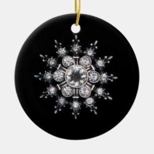 Diamond April Crystal Birthstone Snowflake Jewel Keramik Ornament