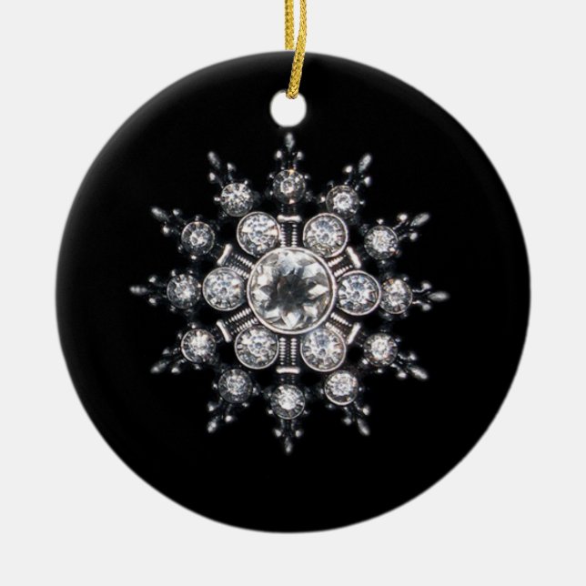 Diamond April Crystal Birthstone Snowflake Jewel Keramik Ornament (Vorne)