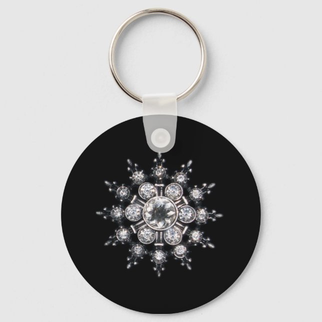 Diamond April Crystal Birthstone Snowflake Jewel Schlüsselanhänger (Vorderseite)