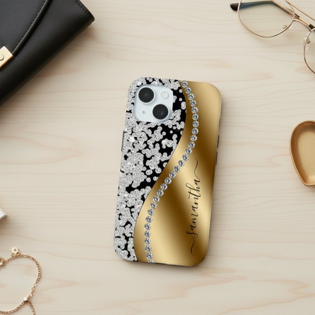 Diamond Bling Gold Metal Personalized Script  Case-Mate iPhone Hülle (Von Creator hochgeladen)