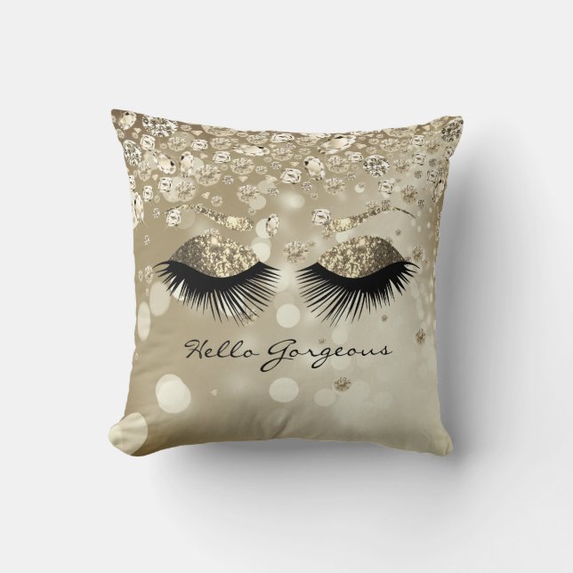 Diamond Bling Gorgeous - Gold Eyelash und Brows Kissen (Vorderseite)