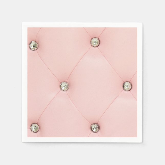Diamond Bling Pink Tufted Leder Jewel Napkins Serviette (Vorderseite)