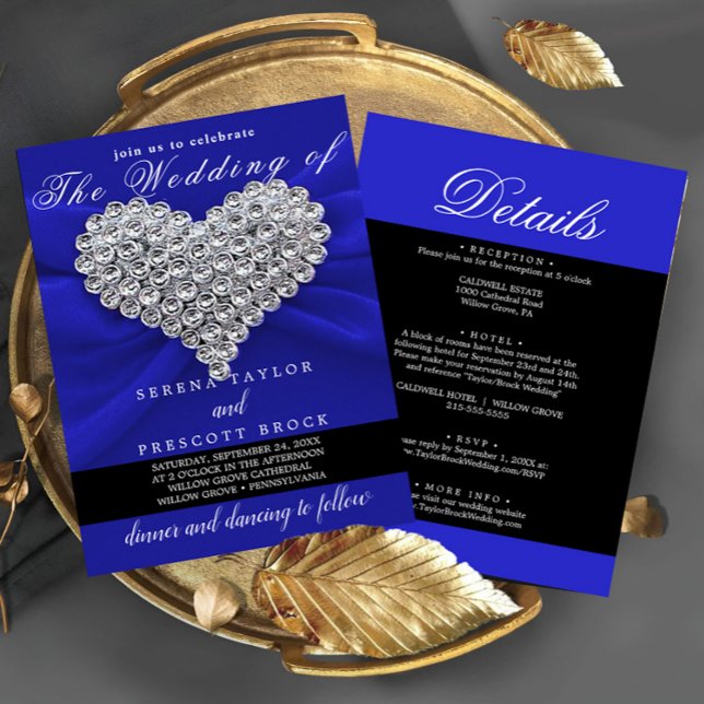Diamond Blue Elegante Kalligrafie Schöne Hochzeit Einladung (Von Creator hochgeladen)