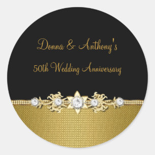 Diamond Blume 50. Hochzeitsticker Runder Aufkleber