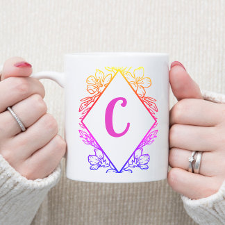 Diamond Botanical Monogram Coffee Mug |Personalize Kaffeetasse
