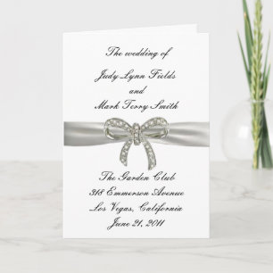 Diamond Bow Wedding Program Card Programm