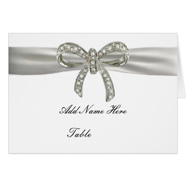 Diamond Bow Wedding Table Platzkarte (Vorderseite (Horizontal))