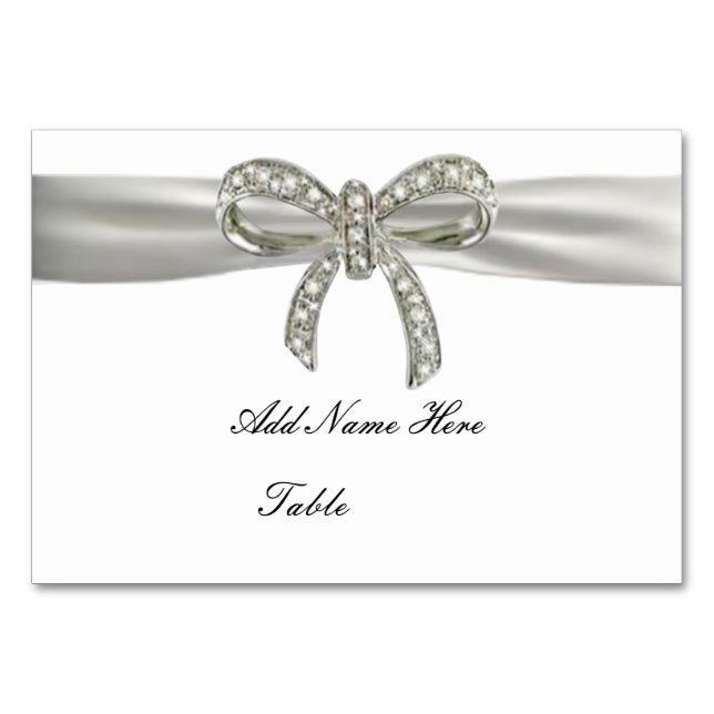Diamond Bow Wedding Table Platzkarte Tischnummer (Vorderseite)
