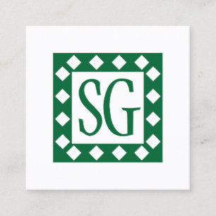 Diamond Box - Initialen - Forest Green Quadratische Visitenkarte
