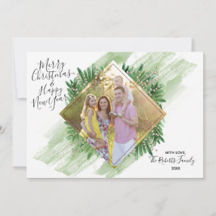 Diamond Centered Pine Christmas Photo Card Feiertagskarte