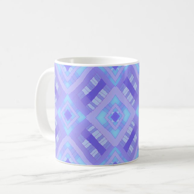 Diamond Check Patchwork - Lavendel Türkis 1 Kaffeetasse (Vorderseite Links)