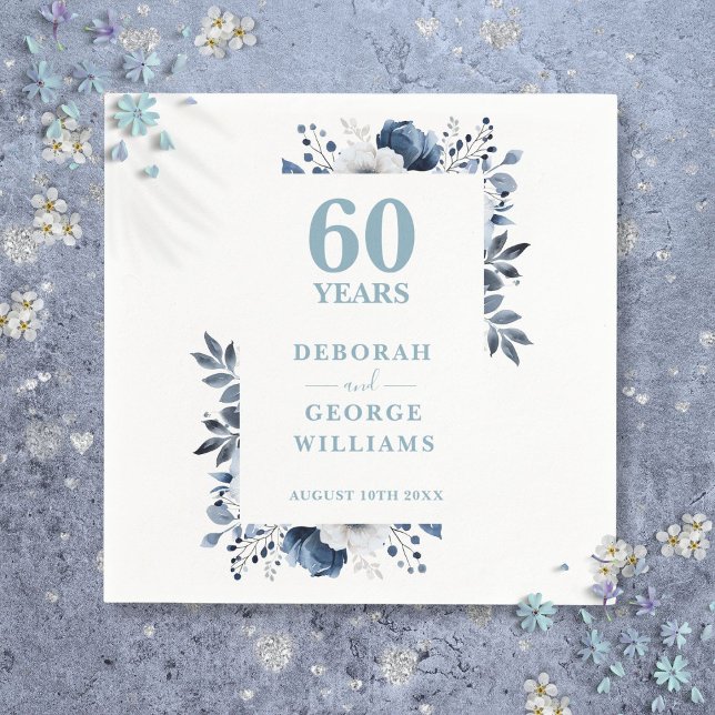 Diamond Country Floral 60. Hochzeitstag Serviette (Diamond Country Floral 60th Wedding Anniversary Napkins)