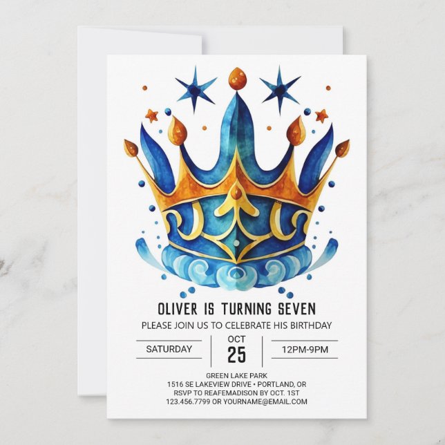 Diamond Custom Prince Crown Geburtstag Einladung (Vorderseite)