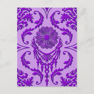 Diamond Damask, die Juwelen der Königin in Lila Postkarte