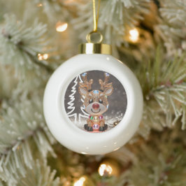 Diamond Dazzling Rudolf: Ein 3D-Weihnachtsspiel Keramik Kugel-Ornament