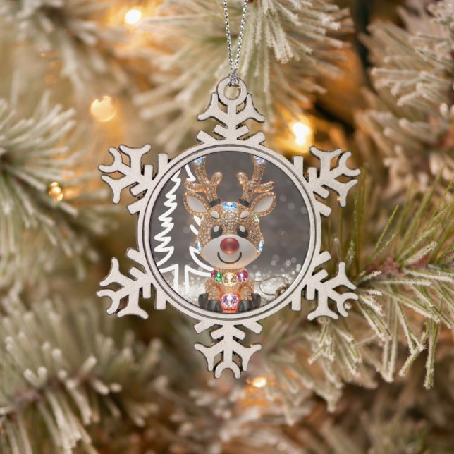 Diamond Dazzling Rudolf: Ein 3D-Weihnachtsspiel Schneeflocken Zinn-Ornament (Baum)