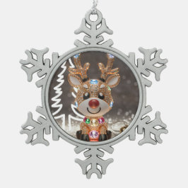 Diamond Dazzling Rudolf: Ein 3D-Weihnachtsspiel Schneeflocken Zinn-Ornament