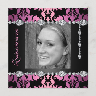 Diamond Design Foto Quinceanera Birthday laden Einladung
