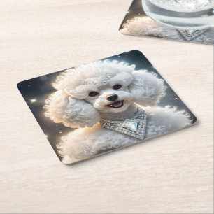 "Diamond Diva: Das glamouröse Poodle in Sparkle" Rechteckiger Pappuntersetzer