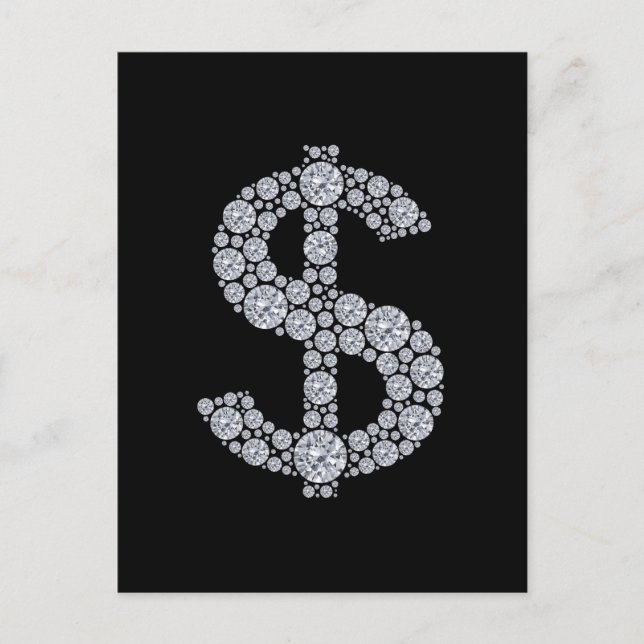 Diamond Dollar Sign Bling Postkarte (Vorderseite)
