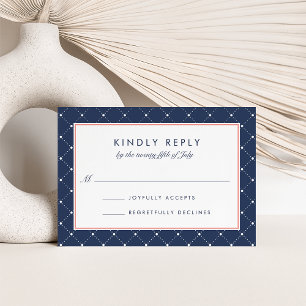 Diamond Dot RSVP Card   Korallen und Marine Karte