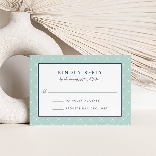 Diamond Dot RSVP Card   Minze und Marine Karte