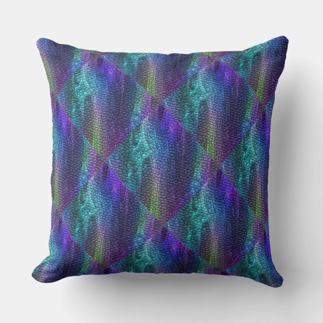 Diamond Dragon Skin Mosaic Tiles Throw Kissen (Vorderseite)