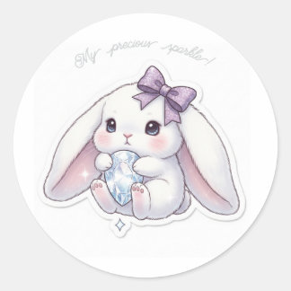 Diamond Dream Bunny - Sparkle Gemstone Kawaii Art Runder Aufkleber