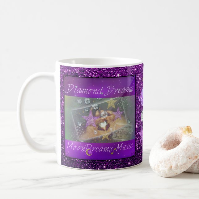 Diamond Dreams Lila Imitate Glitzer Kaffeetasse (Mit Donut)