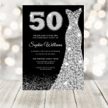 Diamond Dress Frauen 50. Geburtstagsparty Black Einladung<br><div class="desc">Diamantkleid Frauen 50. Geburtstagsparty Schwarze Einladung Variationen zu der Einladung und passende Artikel in unserem Shop</div>