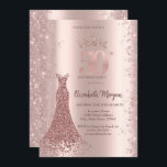 Diamond Dress Rose Gold Glitzer Staub 60. Geburtst Einladung<br><div class="desc">Elegante Glitzer-Krone,  Diamantenkleid und Rose Goldstaub auf Rose goldfarben Hintergrund.</div>