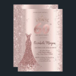 Diamond Dress Rose Gold Glitzer Staub 60. Geburtst Einladung<br><div class="desc">Elegante Glitzer-Krone,  Diamantenkleid und Rose Goldstaub auf Rose goldfarben Hintergrund.</div>