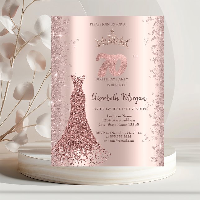 Diamond Dress Rose Gold Glitzer Staub 70. Einladung (Von Creator hochgeladen)