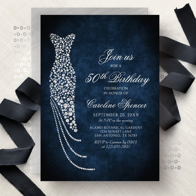 Diamond Dress Women's 50th Birthday Invitation (Créateur téléchargé)