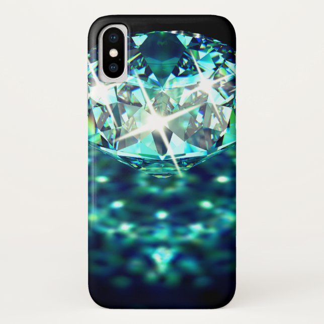 Diamond Edelstein funkelnd elegantes schwarzes Tür Case-Mate iPhone Hülle (Rückseite)