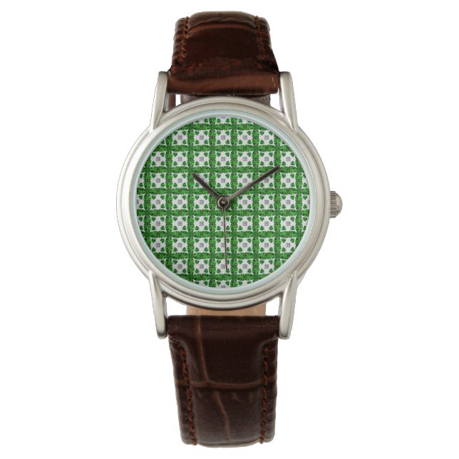 Diamond & Emerald Gemstone Art, grün Armbanduhr (Vorderseite)