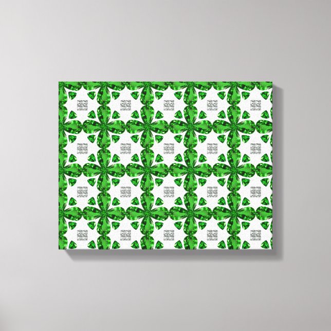Diamond & Emerald Gemstone Art, grün Leinwanddruck (Vorderseite)