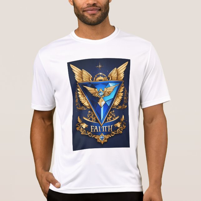 Diamond Faith LLC: Elegante Wings, Sapphire & Gold T-Shirt (Vorderseite)
