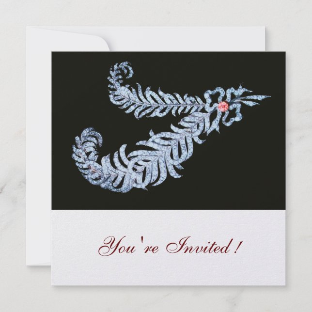 DIAMOND FEATHERS, rosa Eismetall Einladung (Vorderseite)