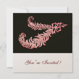 DIAMOND FEATHERS, rosa Gold Metallic Einladung