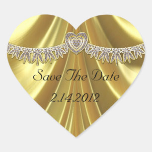 Diamond Fleurette & Satin Gold Herz-Aufkleber
