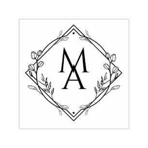 Diamond Floral Monogram Permastempel