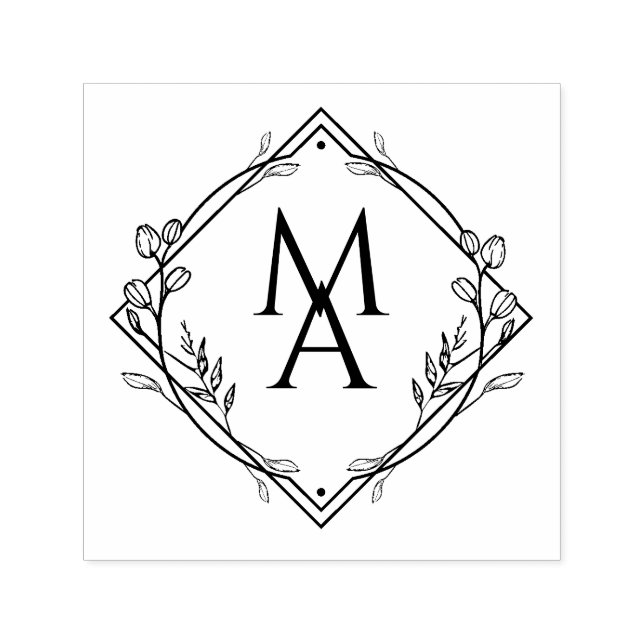 Diamond Floral Monogram Permastempel (Design)