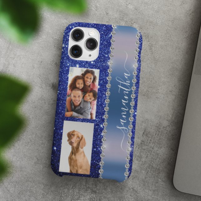 Diamond Foto Glitzer Kalligraphie Name Navy Blue Case-Mate iPhone Hülle (Von Creator hochgeladen)