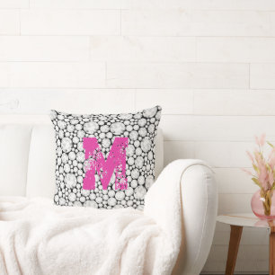 Diamond Gems INITIAL Glam Chic Grunge Pink Kissen