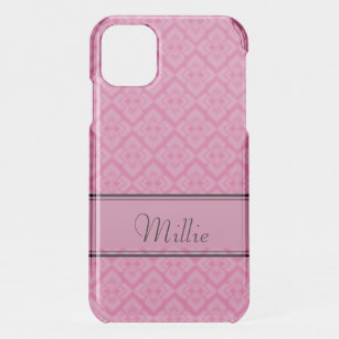 Diamond gemustert rosa und schwarzer Name iPhone G iPhone 11 Hülle