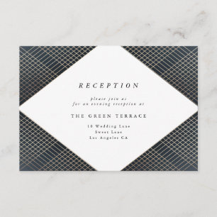 Diamond Geometric Navy Gold Gatsby Empfang Card Begleitkarte